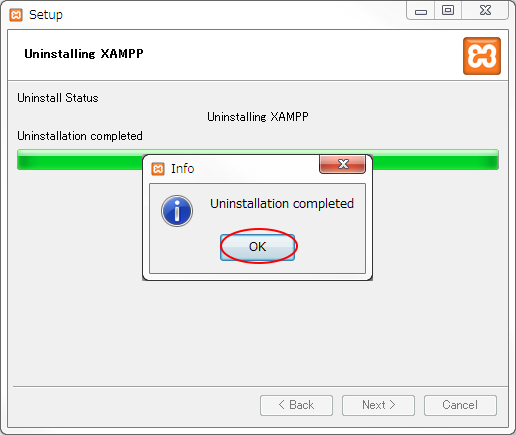 XAMPP アンインスト－ル2
