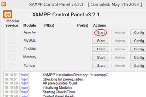 XAMPP Control画面